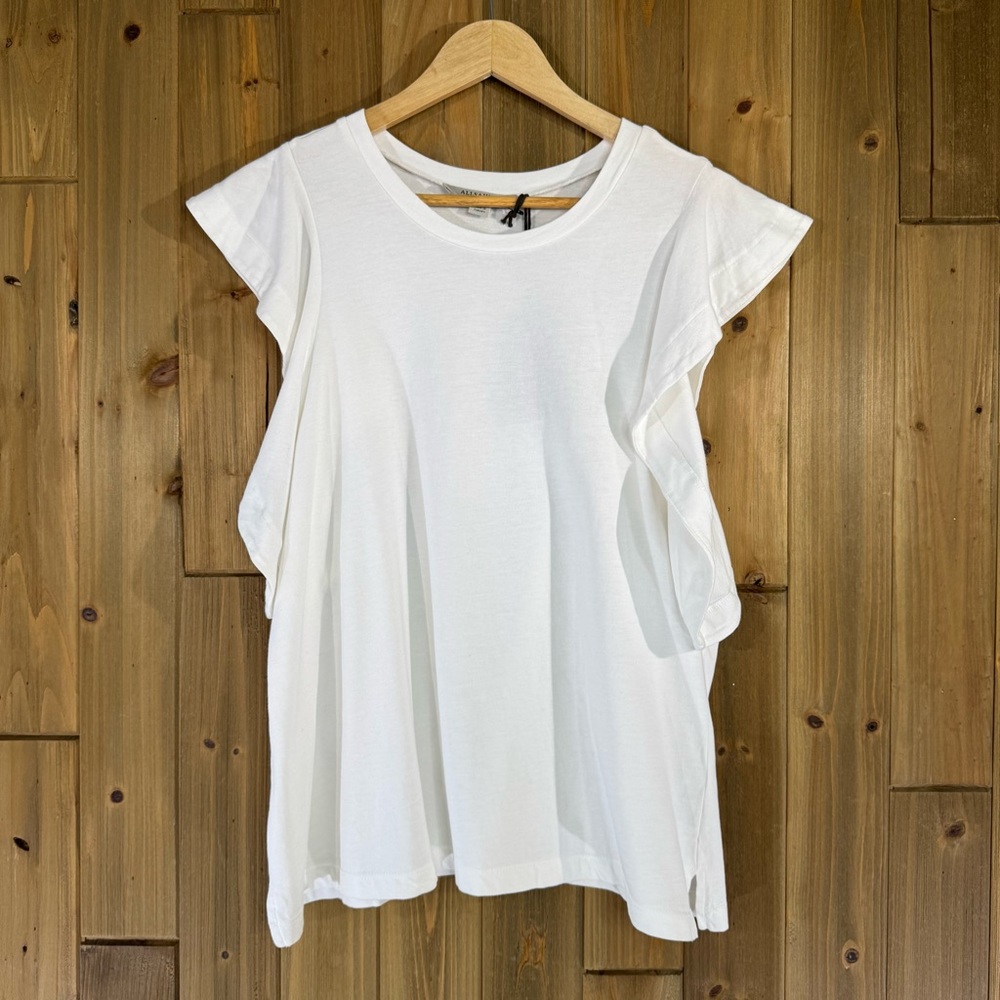 All Saints Lara Ruffle Cami White Top